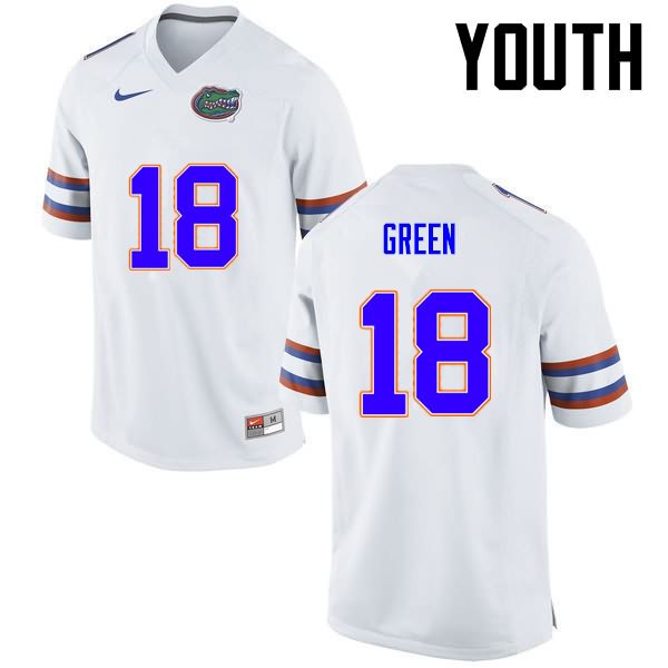 NCAA Florida Gators Daquon Green Youth #18 Nike White Stitched Authentic College Football Jersey UCT4264YP